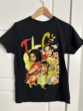 TLC Size S 90s vintage No Scrubs Short-Sleeve Tee with Red & Yellow Graphic